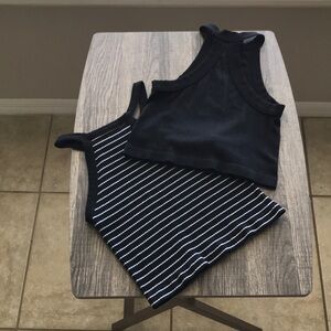 Black and White Striped Crop Tops
